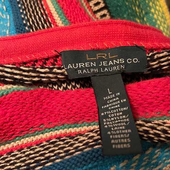 RALPH LAUREN Vtg Colorful Serape Indian Blanket Style Crew Neck Sweater Sz Large - Picture 5 of 6